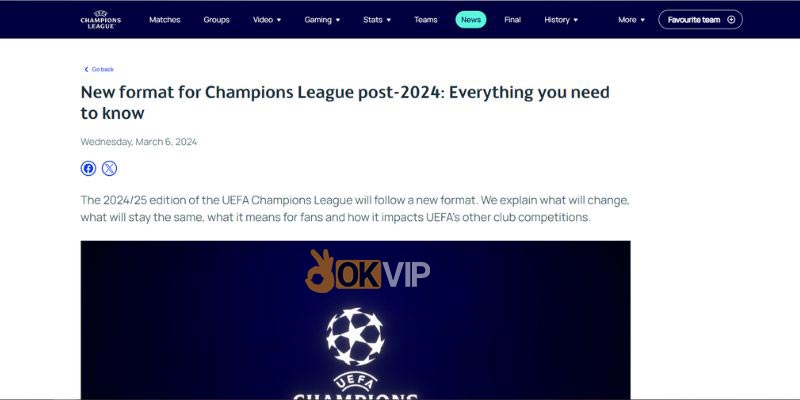 Trang chủ UEFA xác nhận thể thức thi đấu mới Champions League