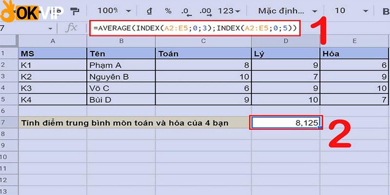 hàm excel average