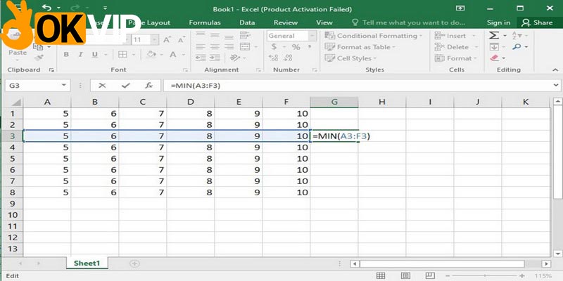 hàm excel min