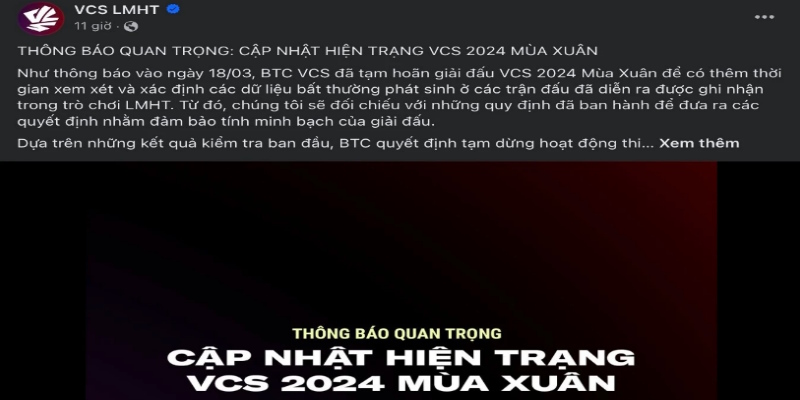 VCS công bố cấm tuyển thủ vi phạm